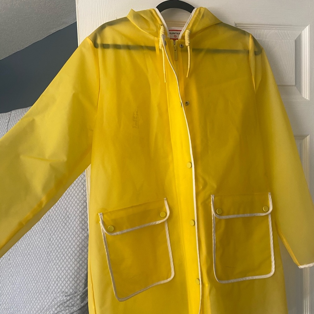 Yellow see-thru raincoat